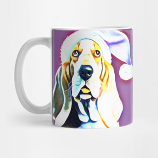 Basset Hound with Pink Santa Hat Mug